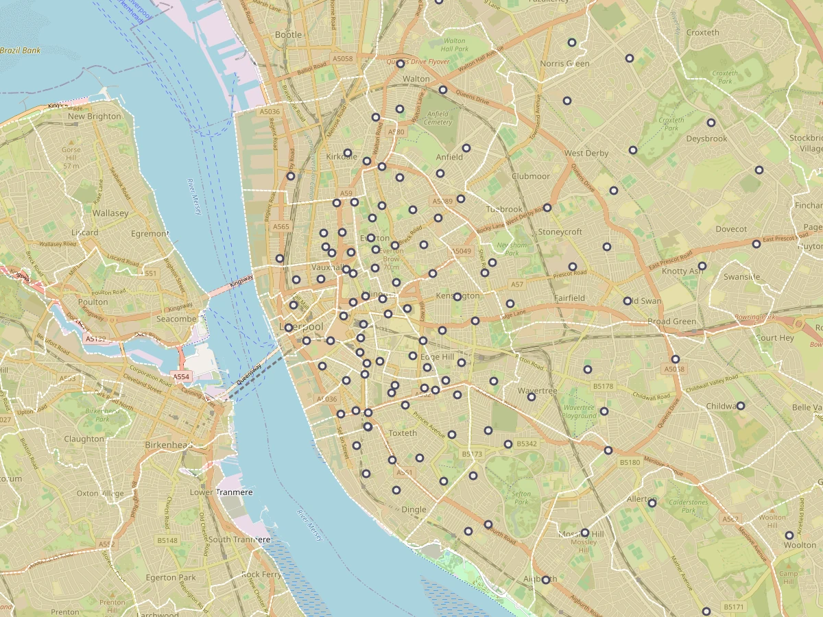 Extract of map Historic Parishes (1851)