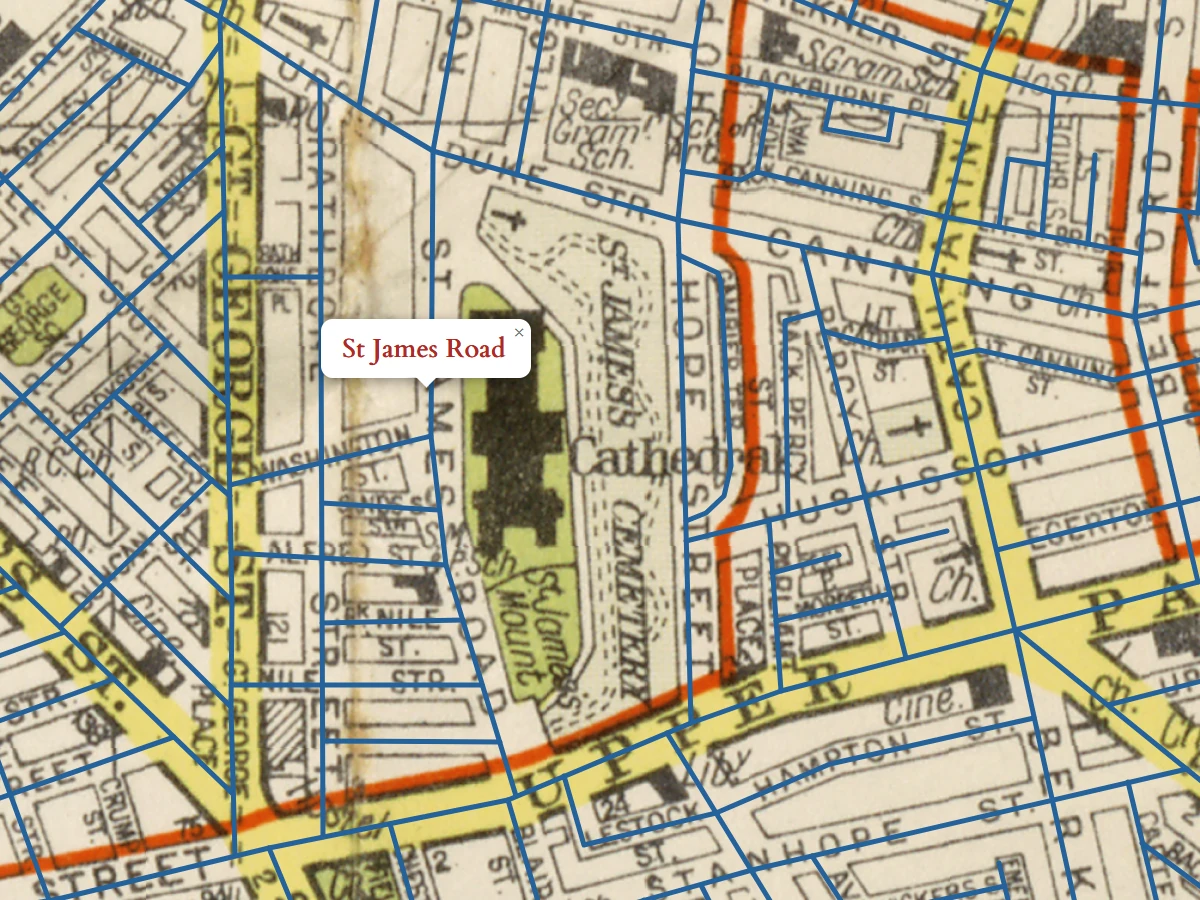 Extract of map Old Streets of Liverpool