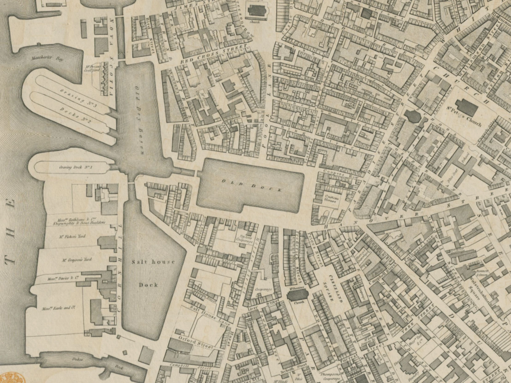 Extract of map 1803: Horwood’s Plan of the Town and Township of Liverpool