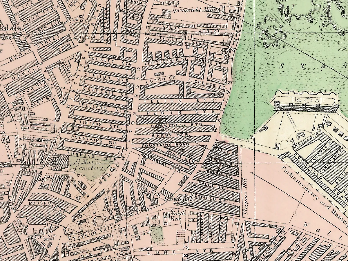 Extract of map 1890: Plan of Liverpool – North Sheet