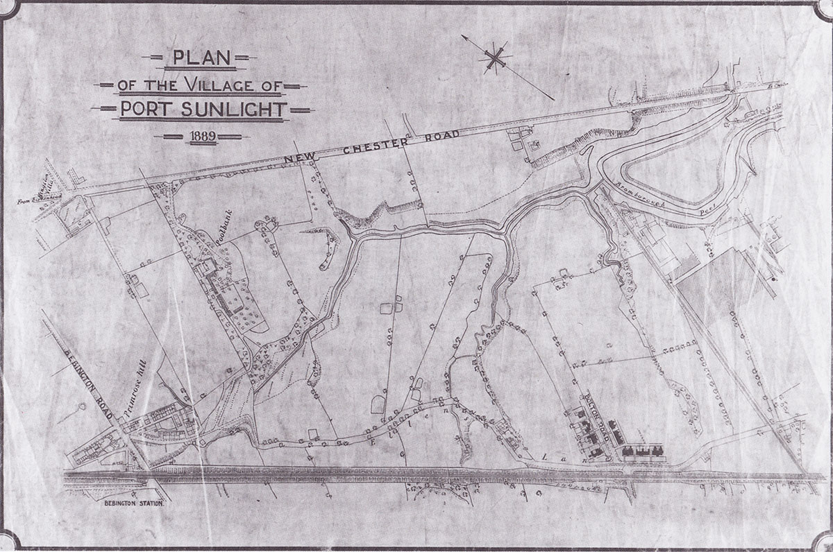 Sketch map of the Port Sunlight area in 1889
